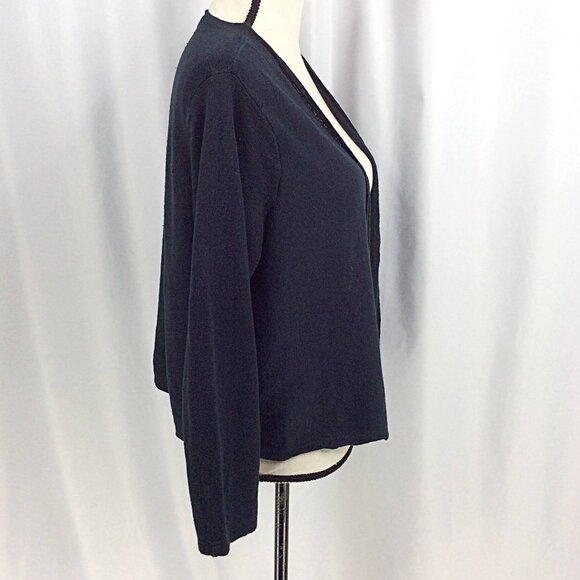 J JIll Linen Blend Open Cardigan Sweater Women's 1X (Tag) XL (Fit) Navy Blue - Picture 2 of 11